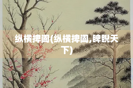 纵横捭阖(纵横捭阖,睥睨天下)