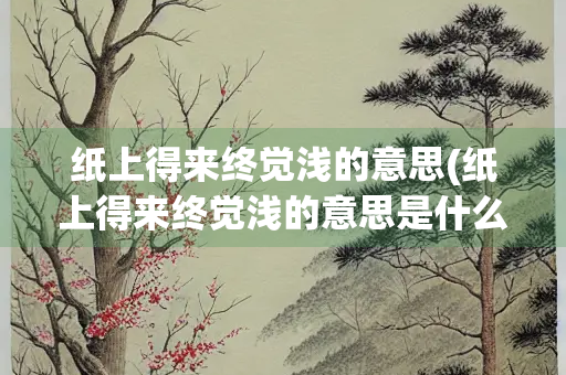 纸上得来终觉浅的意思(纸上得来终觉浅的意思是什么)