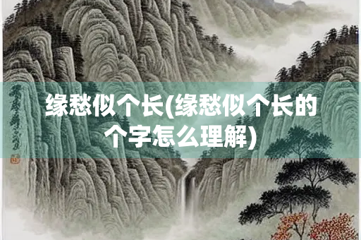 缘愁似个长(缘愁似个长的个字怎么理解)
