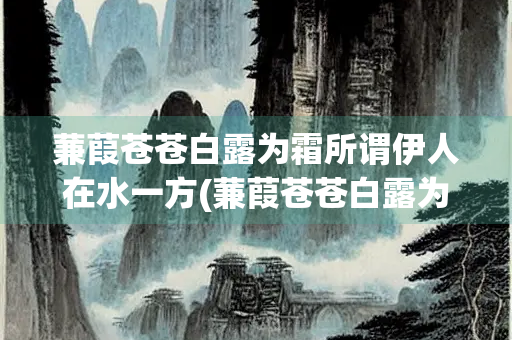 蒹葭苍苍白露为霜所谓伊人在水一方(蒹葭苍苍白露为霜所谓伊人在水一方歌曲)