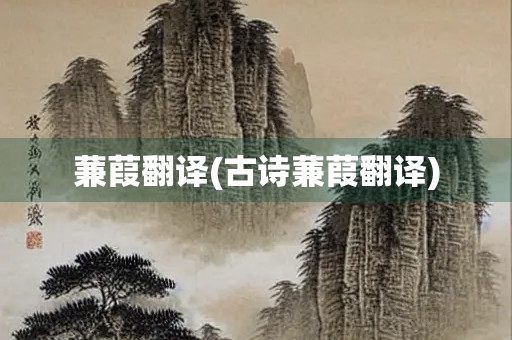 蒹葭翻译(古诗蒹葭翻译)