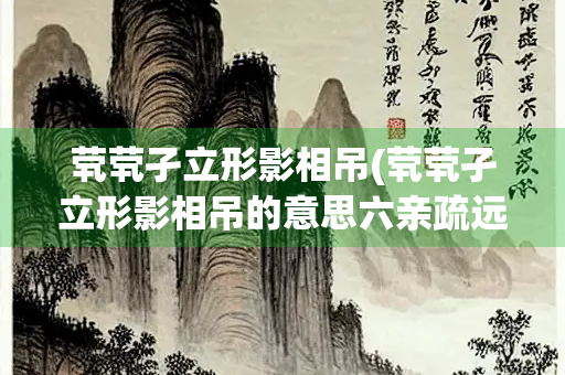 茕茕孑立形影相吊(茕茕孑立形影相吊的意思六亲疏远  )