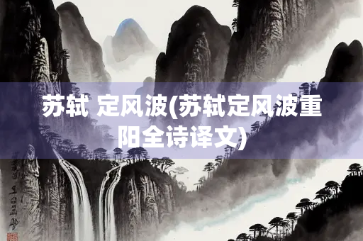 苏轼 定风波(苏轼定风波重阳全诗译文)