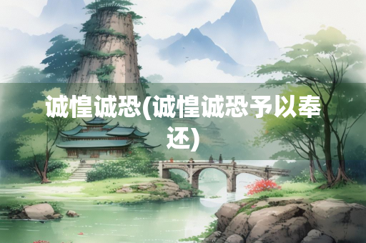 诚惶诚恐(诚惶诚恐予以奉还)
