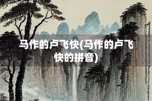 马作的卢飞快(马作的卢飞快的拼音)