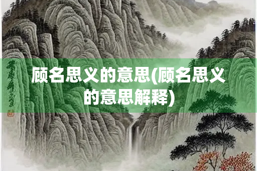 顾名思义的意思(顾名思义的意思解释)