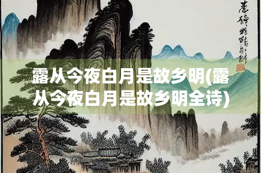 露从今夜白月是故乡明(露从今夜白月是故乡明全诗)