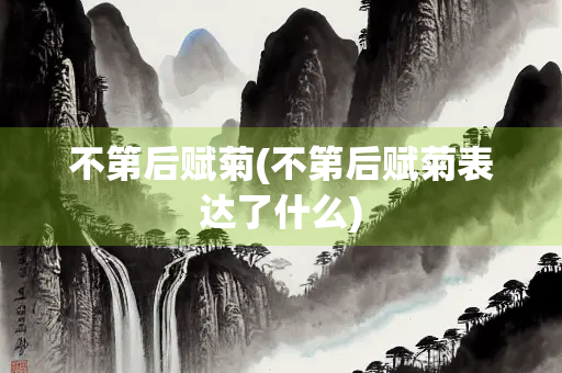 不第后赋菊(不第后赋菊表达了什么)