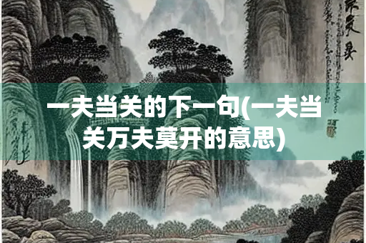 一夫当关的下一句(一夫当关万夫莫开的意思)