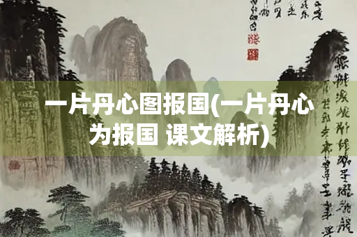 一片丹心图报国(一片丹心为报国 课文解析)