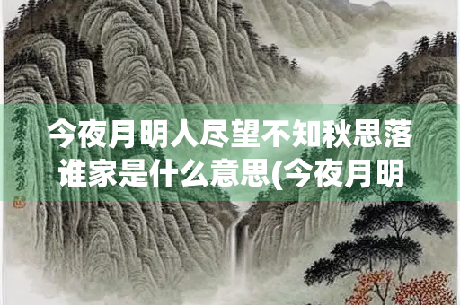今夜月明人尽望不知秋思落谁家是什么意思(今夜月明人尽望不知秋思落谁家是什么意思节日)