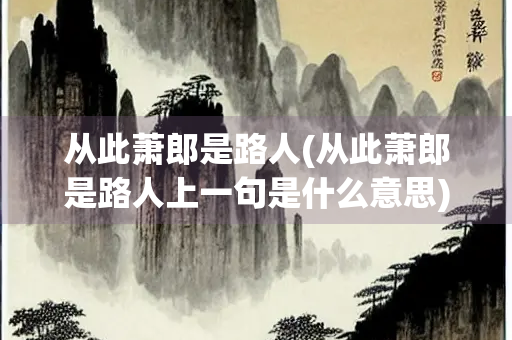 从此萧郎是路人(从此萧郎是路人上一句是什么意思)