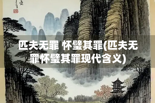 匹夫无罪 怀璧其罪(匹夫无罪怀璧其罪现代含义)