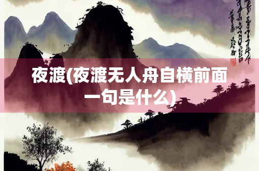 夜渡(夜渡无人舟自横前面一句是什么)