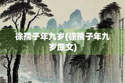 徐孺子年九岁(徐孺子年九岁原文)
