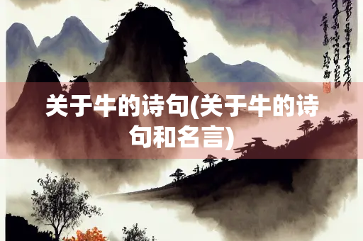关于牛的诗句(关于牛的诗句和名言)