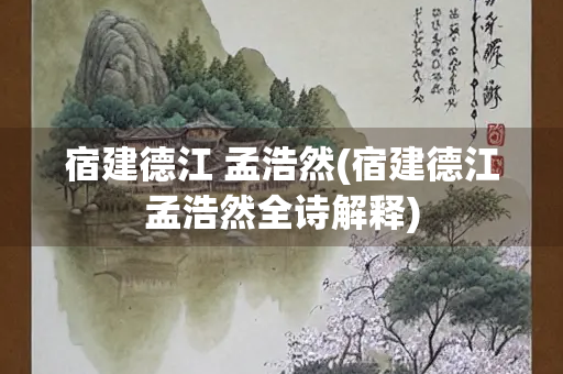 宿建德江 孟浩然(宿建德江孟浩然全诗解释)