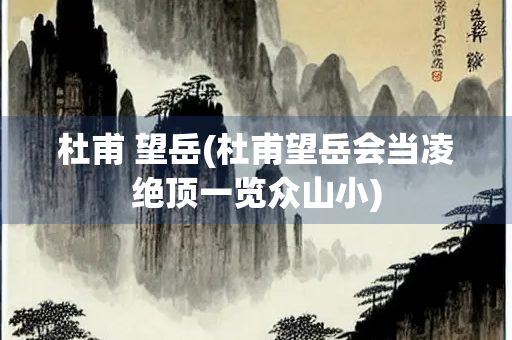 杜甫 望岳(杜甫望岳会当凌绝顶一览众山小)