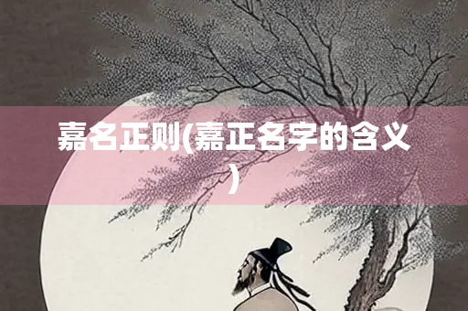 嘉名正则(嘉正名字的含义)