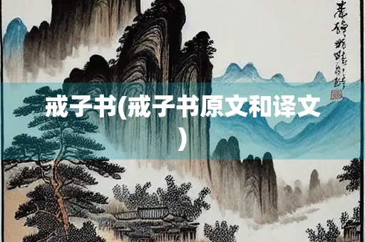 戒子书(戒子书原文和译文)