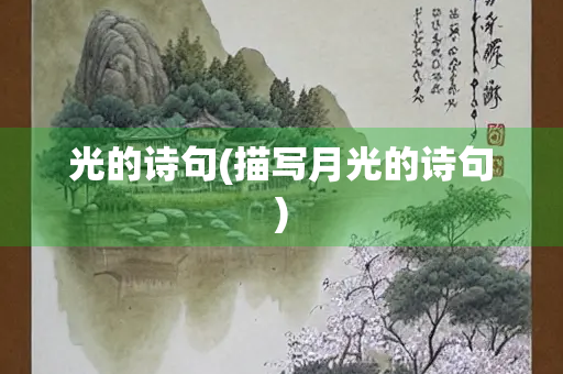 光的诗句(描写月光的诗句)
