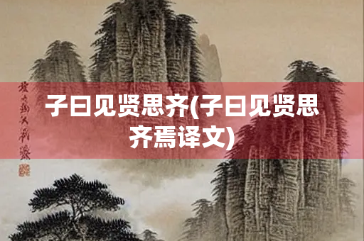 子曰见贤思齐(子曰见贤思齐焉译文)