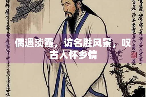 偶遇淡霞，访名胜风景，叹古人怀乡情