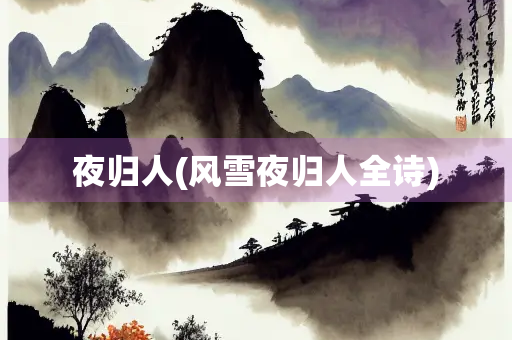 夜归人(风雪夜归人全诗)