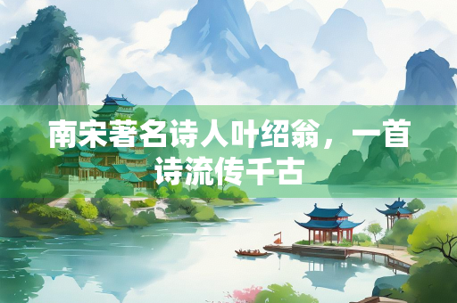 南宋著名诗人叶绍翁，一首诗流传千古