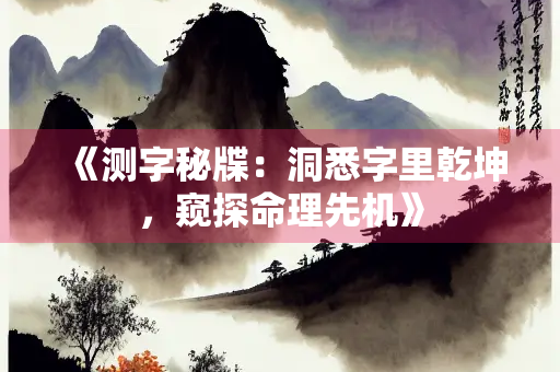《测字秘牒：洞悉字里乾坤，窥探命理先机》