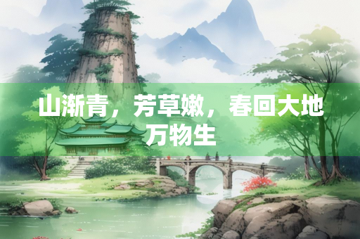 山渐青，芳草嫩，春回大地万物生