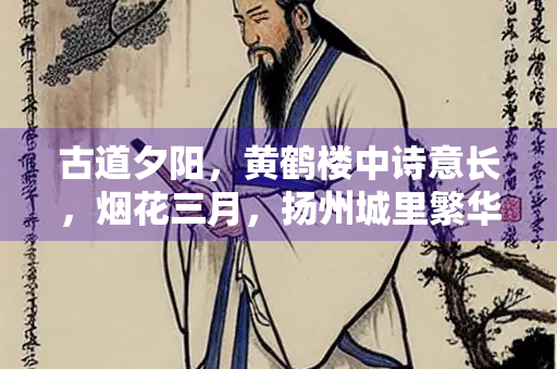 古道夕阳，黄鹤楼中诗意长，烟花三月，扬州城里繁华扬