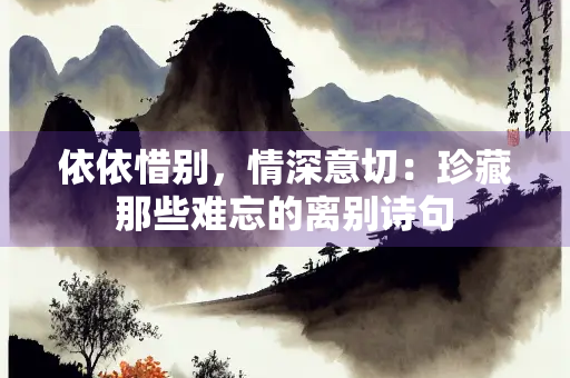 依依惜别，情深意切：珍藏那些难忘的离别诗句