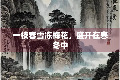 一枝春雪冻梅花，盛开在寒冬中