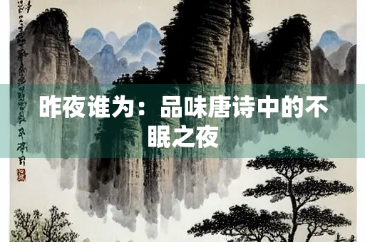 昨夜谁为：品味唐诗中的不眠之夜