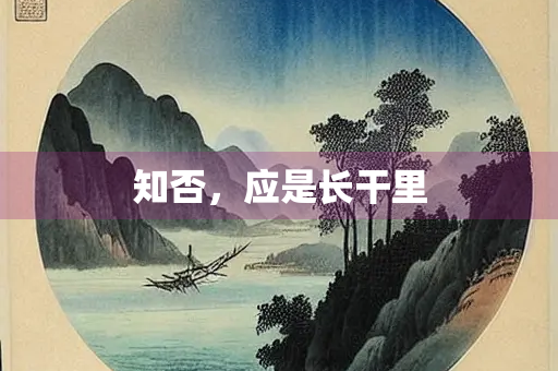 知否，应是长干里