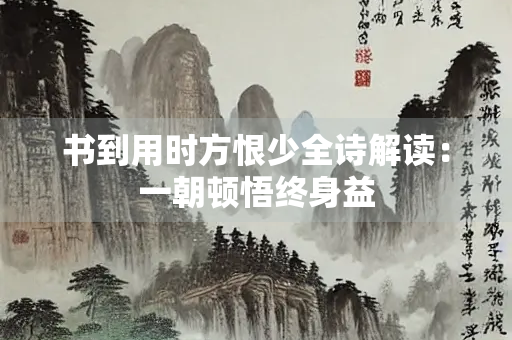 书到用时方恨少全诗解读：一朝顿悟终身益