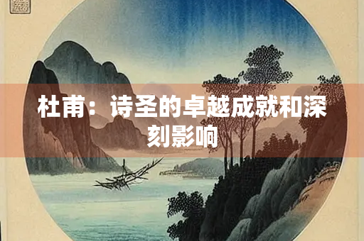 杜甫：诗圣的卓越成就和深刻影响