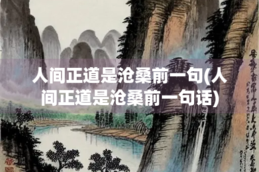 人间正道是沧桑前一句(人间正道是沧桑前一句话)
