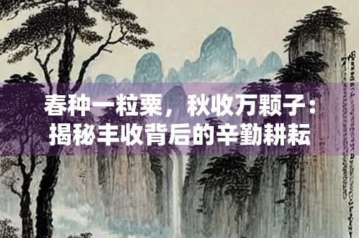 春种一粒粟，秋收万颗子：揭秘丰收背后的辛勤耕耘