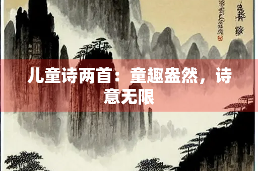 儿童诗两首：童趣盎然，诗意无限
