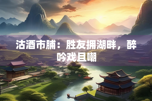 沽酒市脯：胜友拥湖畔，醉吟戏且嘲