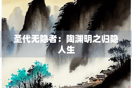 圣代无隐者：陶渊明之归隐人生