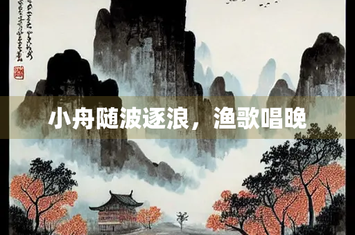 小舟随波逐浪，渔歌唱晚