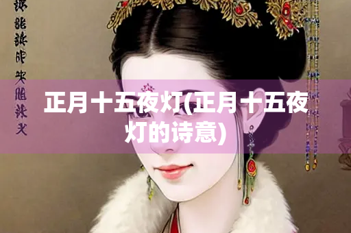 正月十五夜灯(正月十五夜灯的诗意)