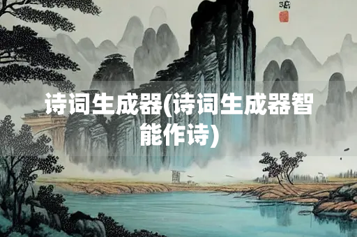 诗词生成器(诗词生成器智能作诗)