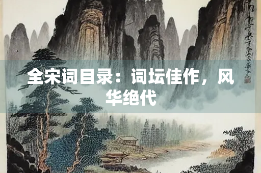 全宋词目录：词坛佳作，风华绝代