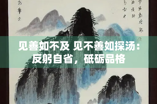 见善如不及 见不善如探汤：反躬自省，砥砺品格