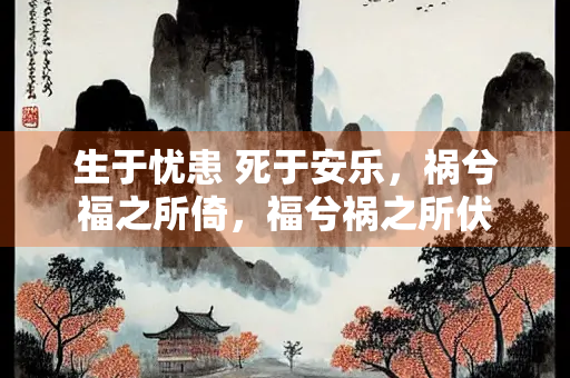 生于忧患 死于安乐，祸兮福之所倚，福兮祸之所伏