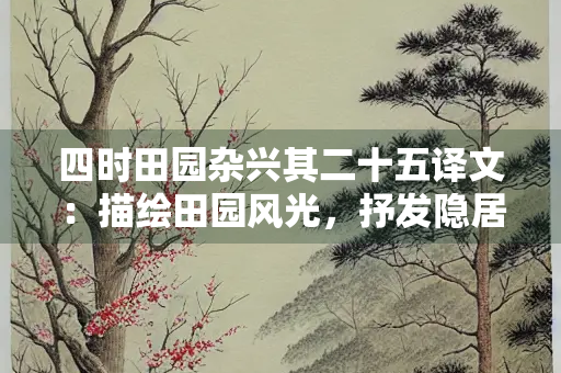 四时田园杂兴其二十五译文：描绘田园风光，抒发隐居情怀